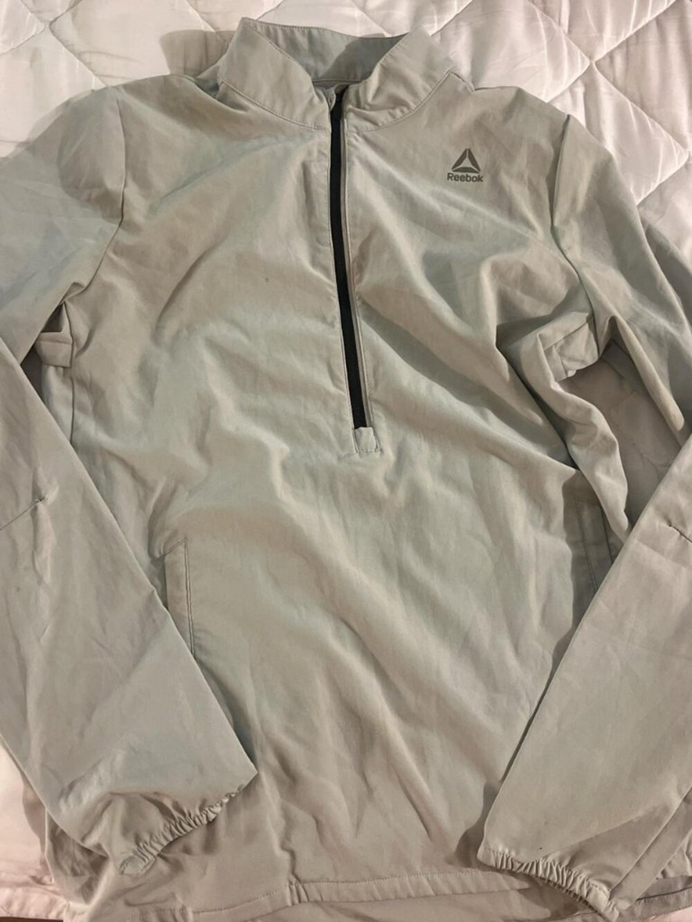 Reebok Light Tan and Gray Half-Zip Windbreaker Jacket Size XS